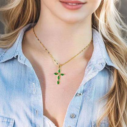 Kulta Smaragdi Marquise Cross Kaulakoru