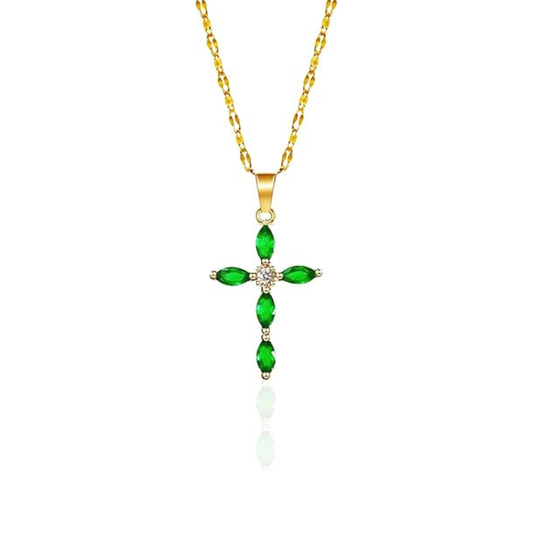 Kulta Smaragdi Marquise Cross Kaulakoru